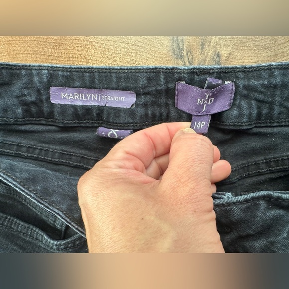 NYDJ Marilyn Straight Black Jeans Women’s 14P – Classic Fit, Stretch Denim - Picture 3 of 5